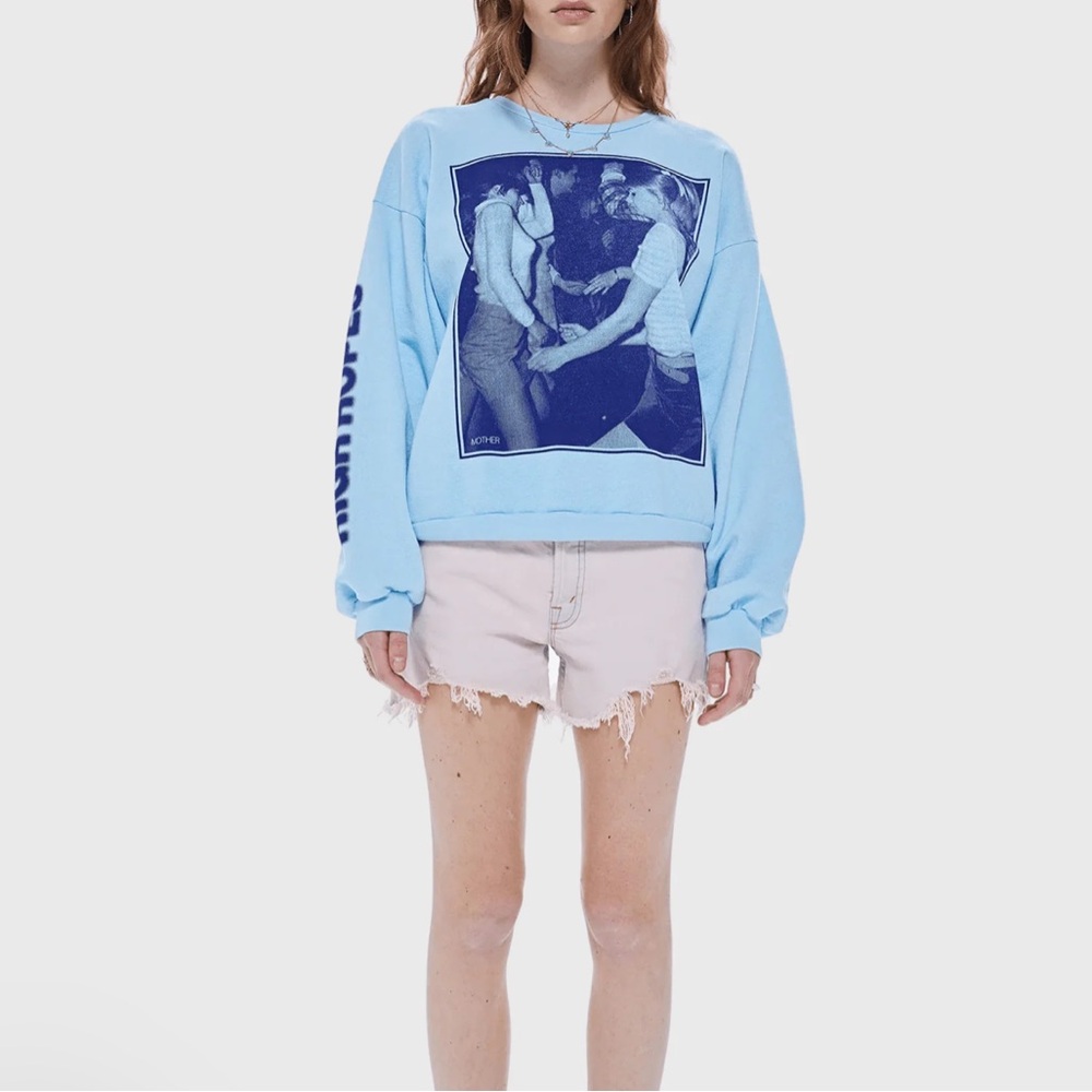 Mother Denim Drop Square Graphic Sweatshirt, High Hopes, Size Large